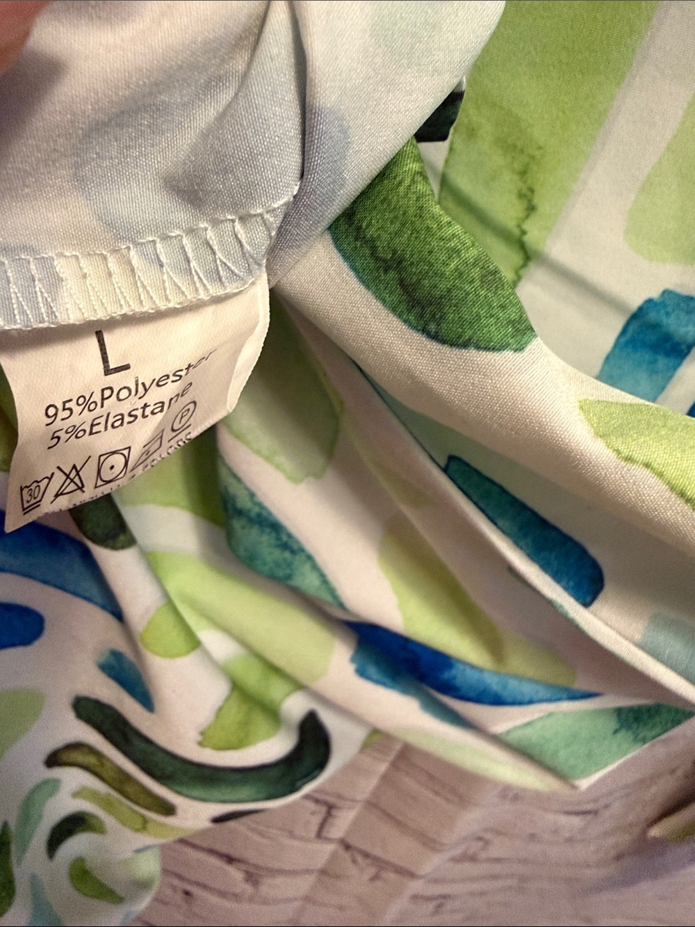 V-Neck Watercolor Dot Stripe Tunic - Green & Blue - Picture 2 of 4